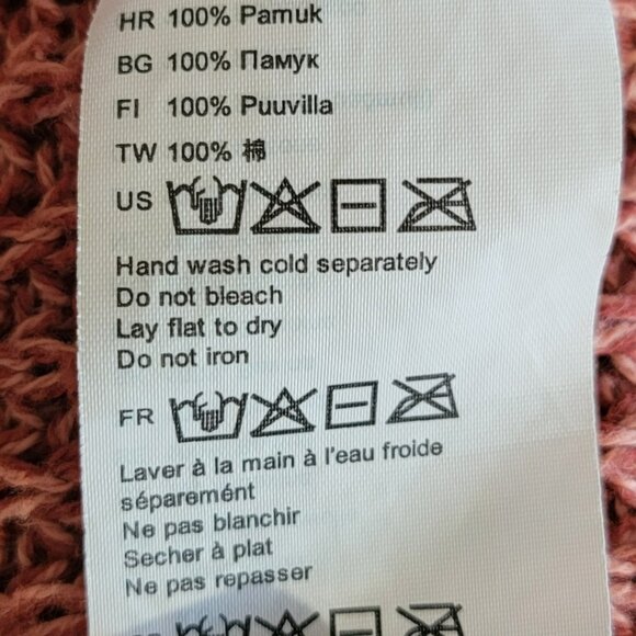 Billabong Women L Russet Open Knit Cardigan 100% Cotton Long Duster Pockets Cozy - Picture 10 of 11